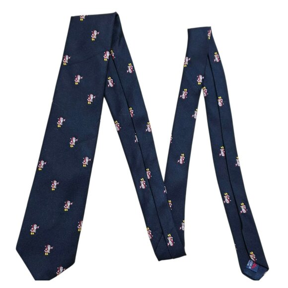 VTG Christmas Santa Claus Silk Neck Tie England Country Club Embroidered Holiday - Picture 5 of 7